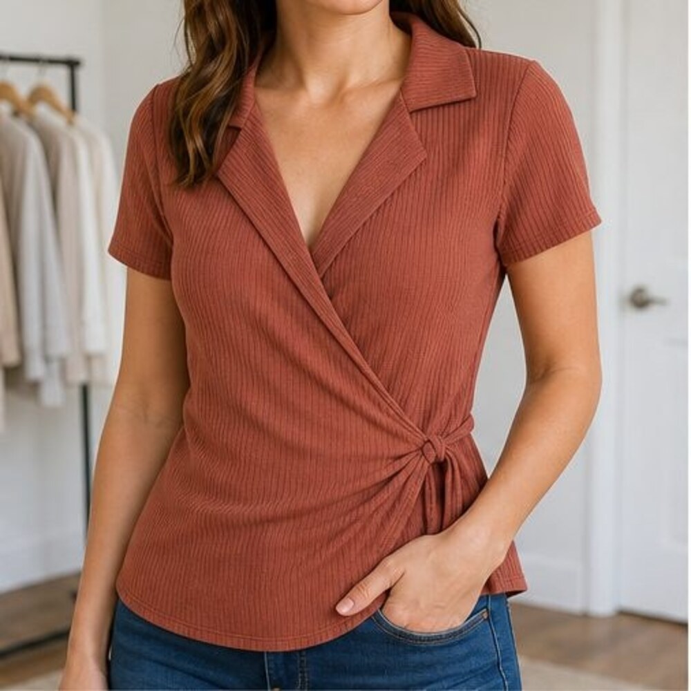 Rust V Neck Top - Picture 2 of 6